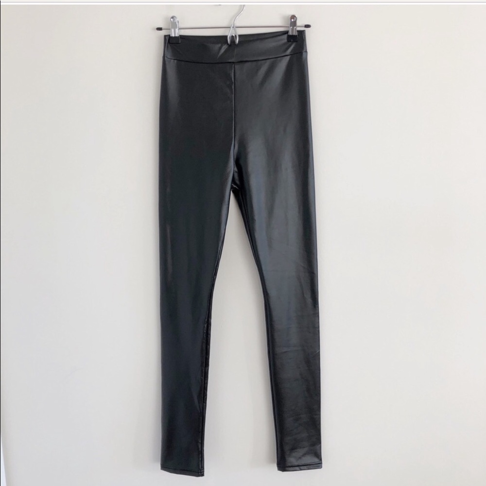 Lulu’s Rock On Faux Vegan Leather Black Leggings S